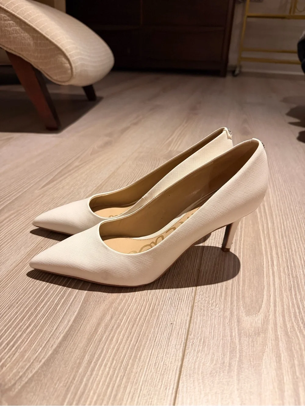 Sam Edelman Women’s Pointed Toe Pumps in Cream